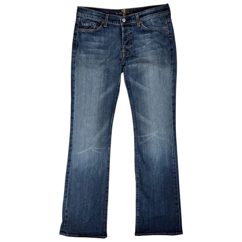 Y2K‎ 7 For All Mankind Boy Cut Bootcut Jeans Size 31 Hip Hugger Boyfriend Denim